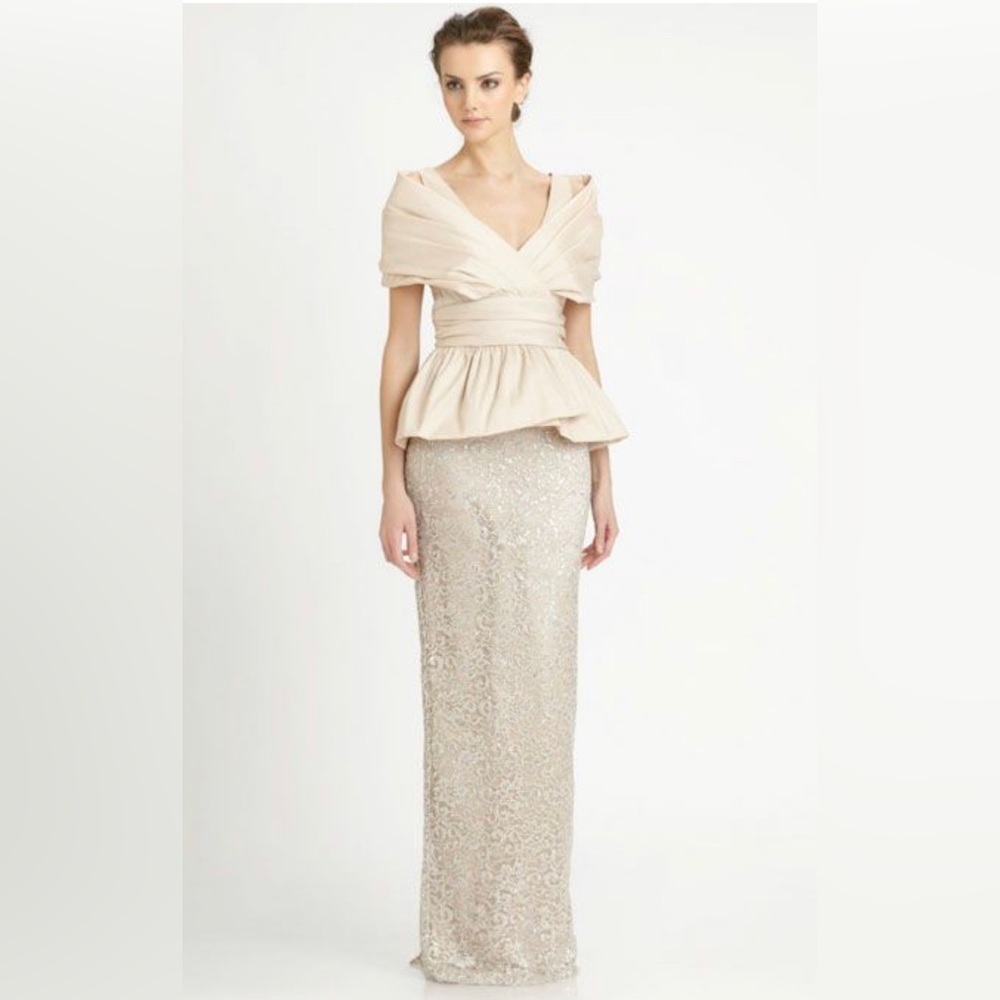 Badgley Mischka Anthropologie BHLDN peplum gown, size 8